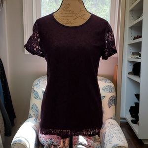 Nwt Market & Spruce crochet front top Size M